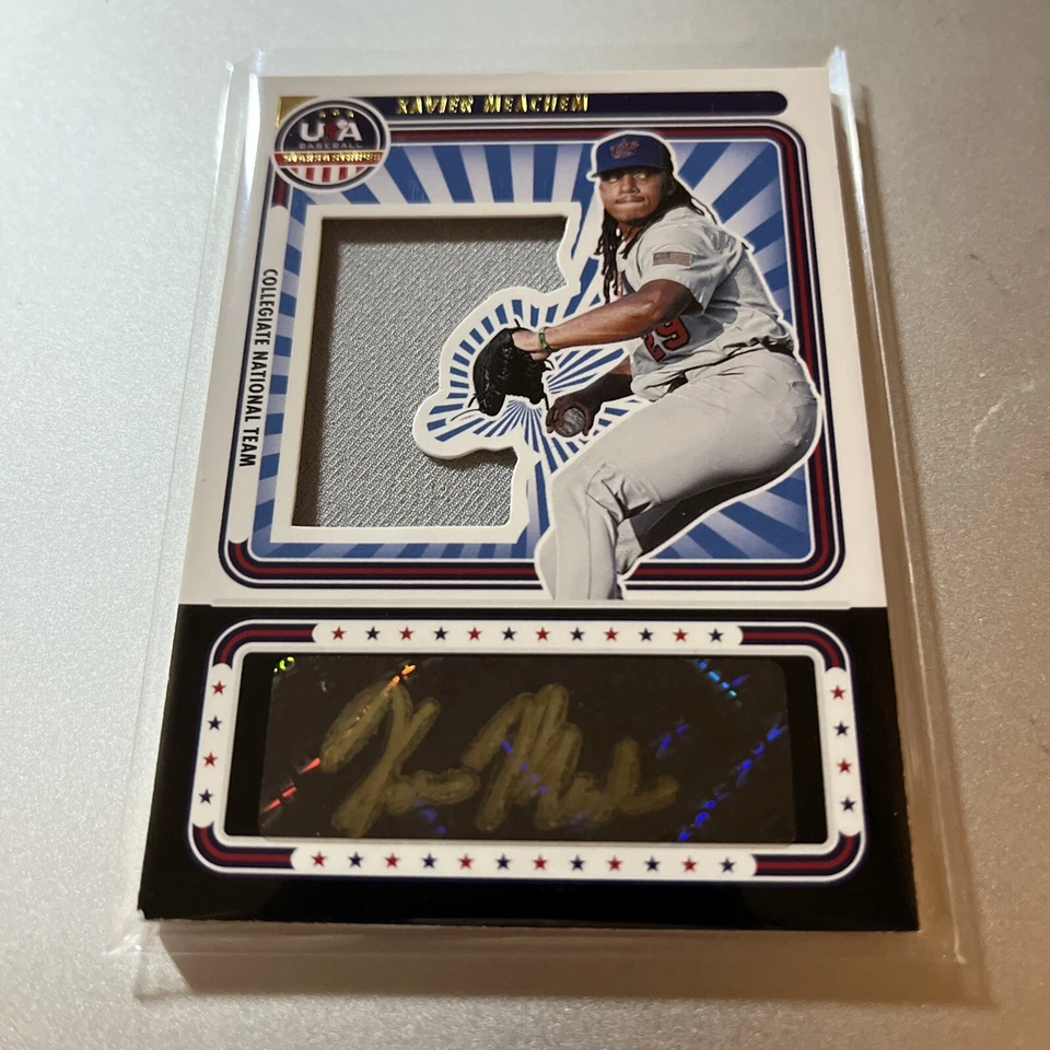 2024 Panini Stars & Stripes Xavier Meachem GOLD INK PATCH AUTO #'d 04/50 (CL4) - Image 1 of 3