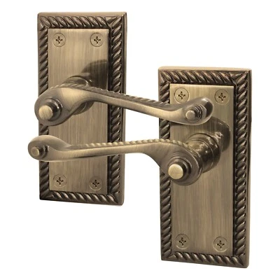 Antique Brass Georgian Scroll Door Handles, Bathroom, Latch & Key Lock Sets - Image 1 of 4