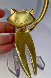 Katze mit Körper beweglich auf Schwanz JJ Vintage Gold Anstecknadel Brosche D-7384 - Bild 1 von 5