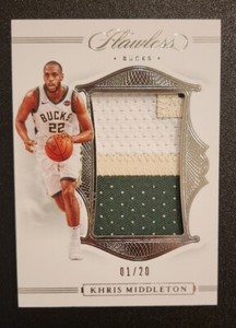 2019-20 Flawless Jersey Patch Khris Middleton 1/20 Bucks SSP 