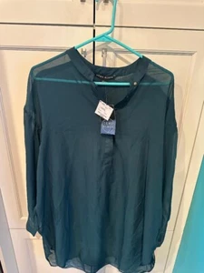 Nuevo Top Mujer Como Negro Transparente Grande Verde Moda Talla Lg - Imagen 1 de 4