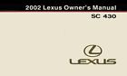 Lexus Sc 430 2002 Maintenance/Owners Manual Book