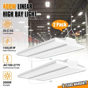 2Pack-2.2FT 400W 60000LM Warehouse Linear LED High Bay Shop Area Lighting 5000K - Picture 1 of 16