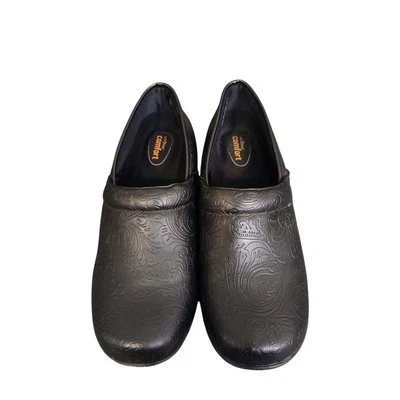 Сабо Safe T Step размер 8 комфортные с цветочным рисунком черные с тиснением нескользящие/стойкие к маслу #1020 - Изображение 1 из 4