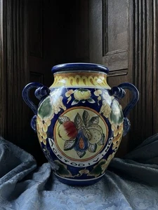 Vintage Majolica Styled 2 Handled Italian 'Aceto Di Vino' Pot - Picture 1 of 14