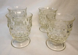 Vintage Indiana Glas Whitehall Kolonie Kubistischer Saft Klar Geriffelt Gläser ~ 4er Set - Bild 1 von 3