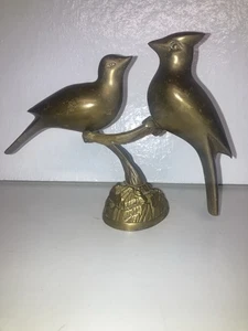 Vintage Messing Liebesvogel/Kardinal auf einem Ast  - Bild 1 von 13