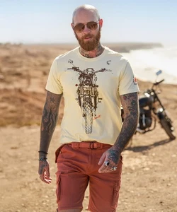Joe Browns Men's Sketchy Motorbike Graphic Short Sleeve T-Shirt, Beige, S - Picture 1 of 4