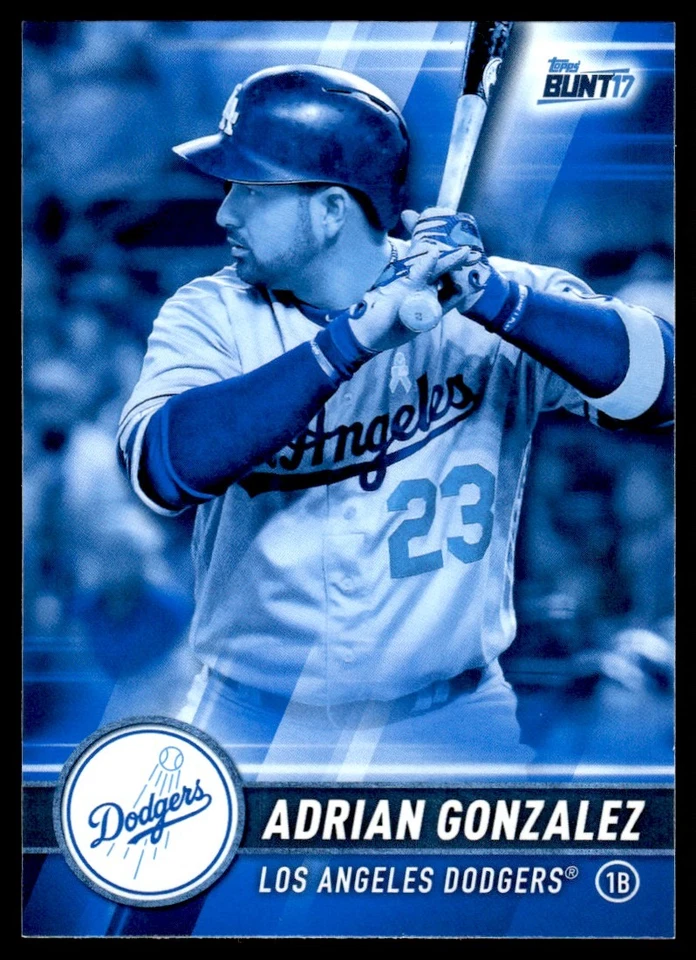 2017 Topps Bunt Blue Adrian Gonzalez Los Angeles Dodgers #58 - Image 1 of 2