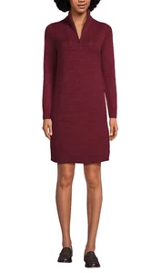 Abito maglione donna Lands’ End accogliente lofty L ricco bordeaux cerniera finto collo - Foto 1 di 3