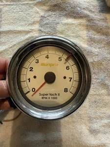 Sunpro Super Tach II Digital Tachometer White Face 0-8000 RPM - Picture 1 of 7