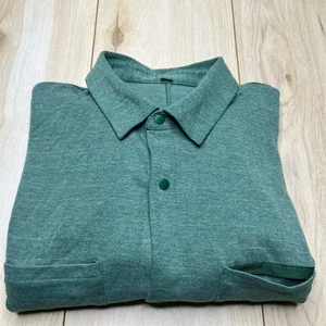 Sobrecamisa Lululemon de punto suave con botones a presión para hombre talla XL cuello verde manga larga - Imagen 1 de 12