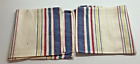 Vintage Tea Towel Lot of 2 Blue Red Yellow Stripe pattern - Japan