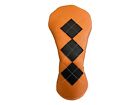 Butterscotch with Black Argyle Leather Driver Golf Headcover