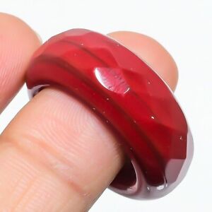 Italian Red Coral Gemstone Handmade Ethnic Gift Jewelry Ring Size 7.5 f052