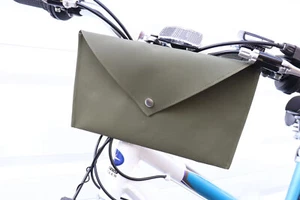 green SMALL bike handlebar bag PVC-coated polyester water-resistant cruiser styl - Picture 1 of 10