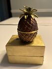 NIB - Rucinni Swarovski Crystal Trinket Enamel Metal Pineapple Trinket Box