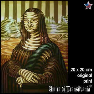 mona lisa gioconda portrait pop art indipendent artist optical painting print - Picture 1 of 24