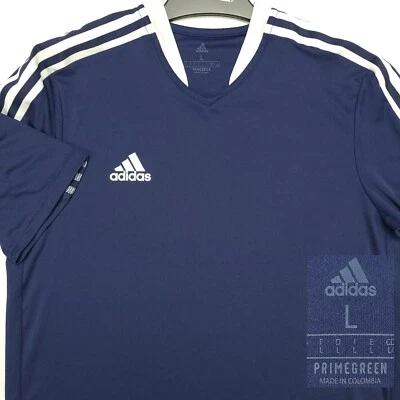 ADIDAS Primegreen Мужская футболка размер L Lage темно-синий 3 полоски V шеи Джерси #S04 - Изображение 1 из 4