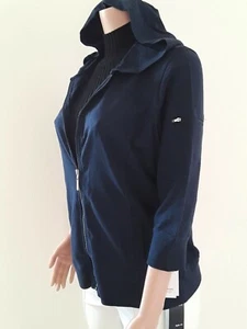 NEW Style & co Coat Size PL Sport Hooded Sweater Women Ind Blue 100% Cotton E2 - Picture 1 of 11