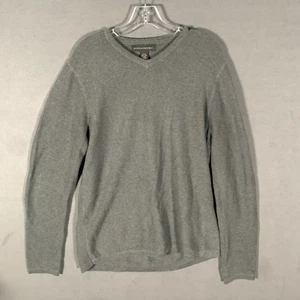 Banana Republic Mens Sweater Size Large Gray V-Neck Ribbed Knit Pullover - Picture 1 of 13