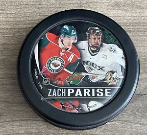 MN Wild UND Fighting Sioux Zach Parise Hockey Puck - Picture 1 of 5