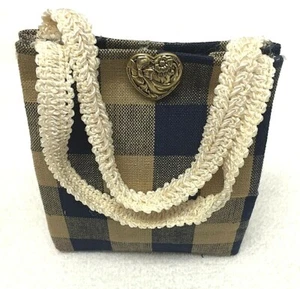 Country Blue and Tan Checkered Music Box Gift Bag- Plays Summer Wind - Picture 1 of 4