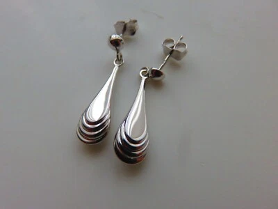 Gold Drop Dangling Earrings 9 Carat White 28mm - Imagem 1 de 3