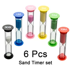 6x 30sec-10min Sand Egg Timer Teaching Games Teeth Brushing Timing~Hourglass~Set - Picture 1 of 12