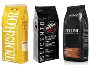 Paquete de 3 Paquete de Frijoles Enteros Italianos - 1kg ea Pellini, Caffe Vergnano, Mokaflor - Imagen 1 de 1