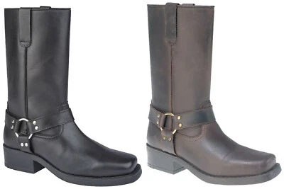 Woodland Mens Gringos Harley High Black Leather Cowboy Biker Boots Size UK 6-12 - Image 1 of 4