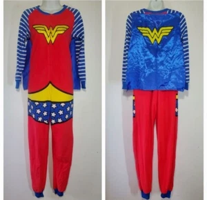 Wonder Woman Size S PJs Footie Pajamas Hero Fleece Long Sleeve WW84 DC Comics - Picture 1 of 10