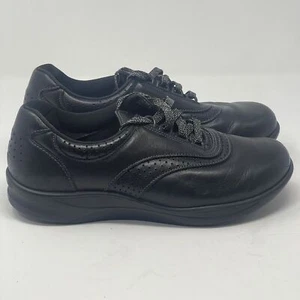 SAS Walk Easy Shoes Womens 8.5 M Black Leather Lace Up Comfort Casual Work USA - Picture 1 of 13