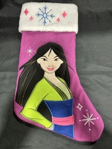 Disney Mulan Christmas Snowflake Plush Stocking 18" Plush Trim Asian Princess - Picture 1 of 2