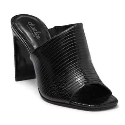 CHARLES BY CHARLES DAVID FAUX LEATHER HEELED  OPEN TOE MULE SANDAL BLACK WOMEN 7 - Image 1 of 4