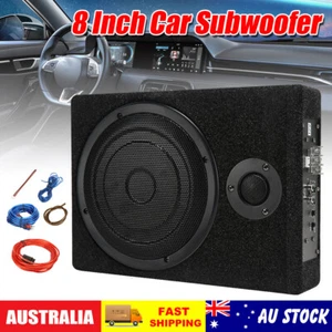 AU 8" Car Subwoofer Under-Seat 800W Amplifier Speaker Audio Sub Woofer Slim Box - Picture 1 of 12