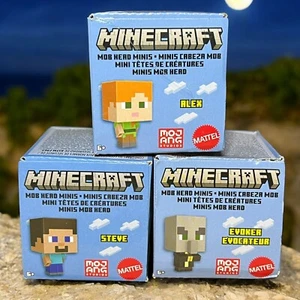 Minecraft Mob Head Minis Steve, Alex, & Evoker Minifigures Lot Brand New In Box - Picture 1 of 6