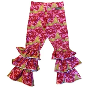 Matilda Jane Baroque Rose Size 6 Bennys Leggings Pink & Gold Bells Ruffles - Picture 1 of 6
