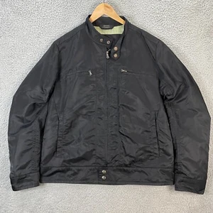 Hugo Boss Jacket Mens 42R Bomber Full Zip Lined Moto Biker Nylon Grunge Black - Picture 1 of 13