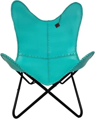 Buffalo Cyan Leather Butterfly Chair – Vintage Classic with Timeless Appeal Boho - Image 1 of 4