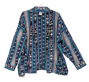 Los Artesanos De San Juan VTG Guatemalan Native Aztec Cotton Kimono Jacket L - Picture 1 of 10