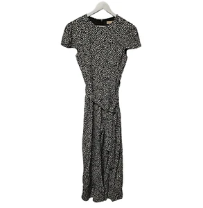 Michael Michael Kors Womens Jumpsuit Black 12 UK Short Sleeve Crop Tie Belt - Picture 1 of 10