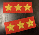 Civil War Confederate Gold Stars - RED Background - 3 Star COLONEL pair - NEW
