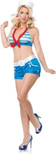 Sexy Sailor Pin-Up Blue White Retro Pinup Fancy Dress Up Halloween Adult Costume - Picture 1 of 8