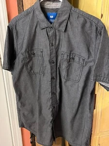 Men's Michael Brandon Button Down Shirt Short Sleeve MEDIUM Charcoal Black - Picture 1 of 6