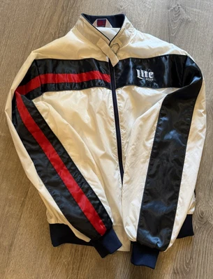 Chaqueta cortavientos Miller Lite de colección MVP Corp Bay Shore NY-D-Ring cuello años 80 90 Foto 1 de 4