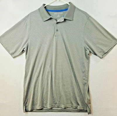 Camisa polo de golf Great Northwest Clothing Co ligera gris a rayas para hombre mediana Foto 1 de 4