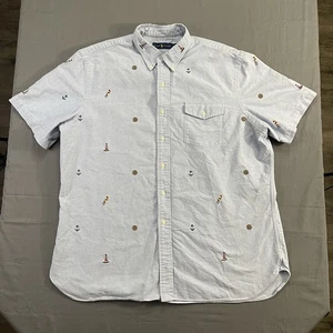 Camicia Ralph Lauren uomo XL abbottonata Oxford vela nautica stampa all over - Foto 1 di 10