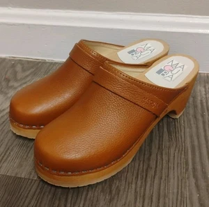 Maguba Berkeley Clogs Sweden Wooden Low HeelSlide Clog Size 38 EU - US 7.5 - Picture 1 of 8
