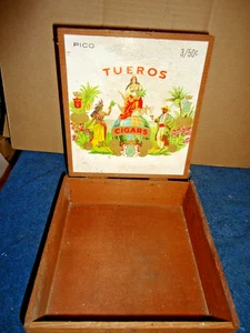 Tueros Pico Fiesta Maduro Schwalbenschwanz Holz Messing Klapp Tabak Zigarrenkiste - Bild 1 von 3